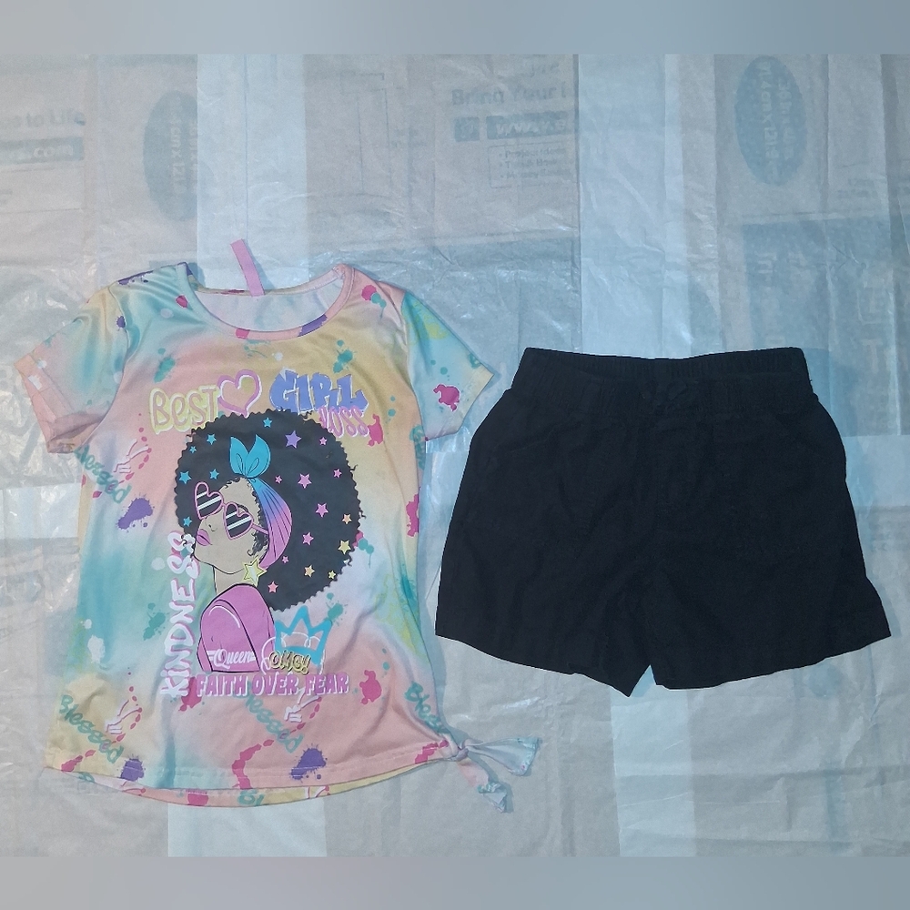 Members Mark Shorts and Faith Over fear Shirt Girls size 10-12